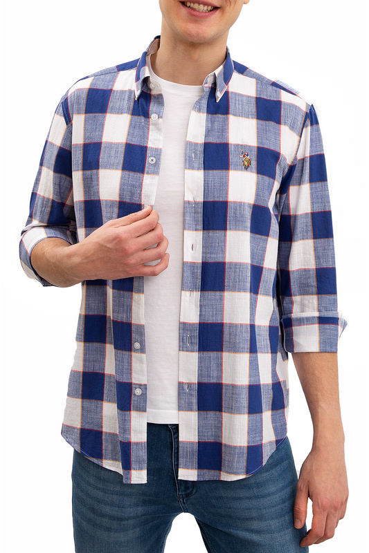 Рубашка мужская U.S. POLO Assn. G081GL0040SATSU синяя 48