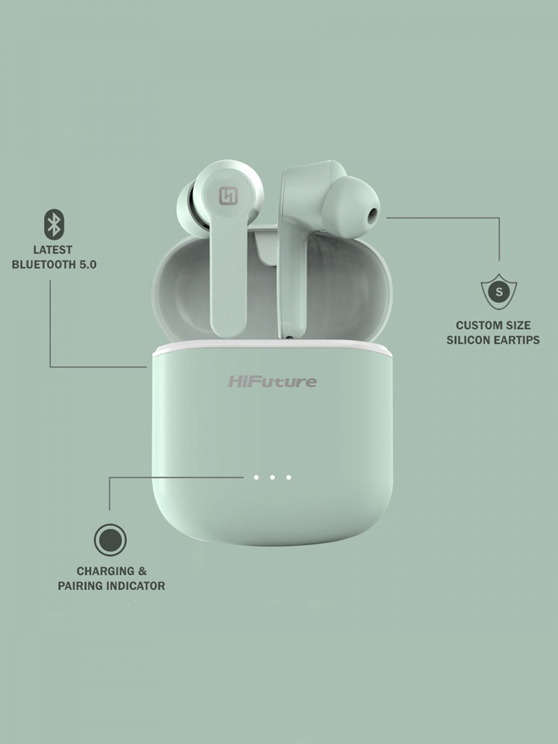 Беспроводные наушники TWS HiFuture FlyBuds Light Green