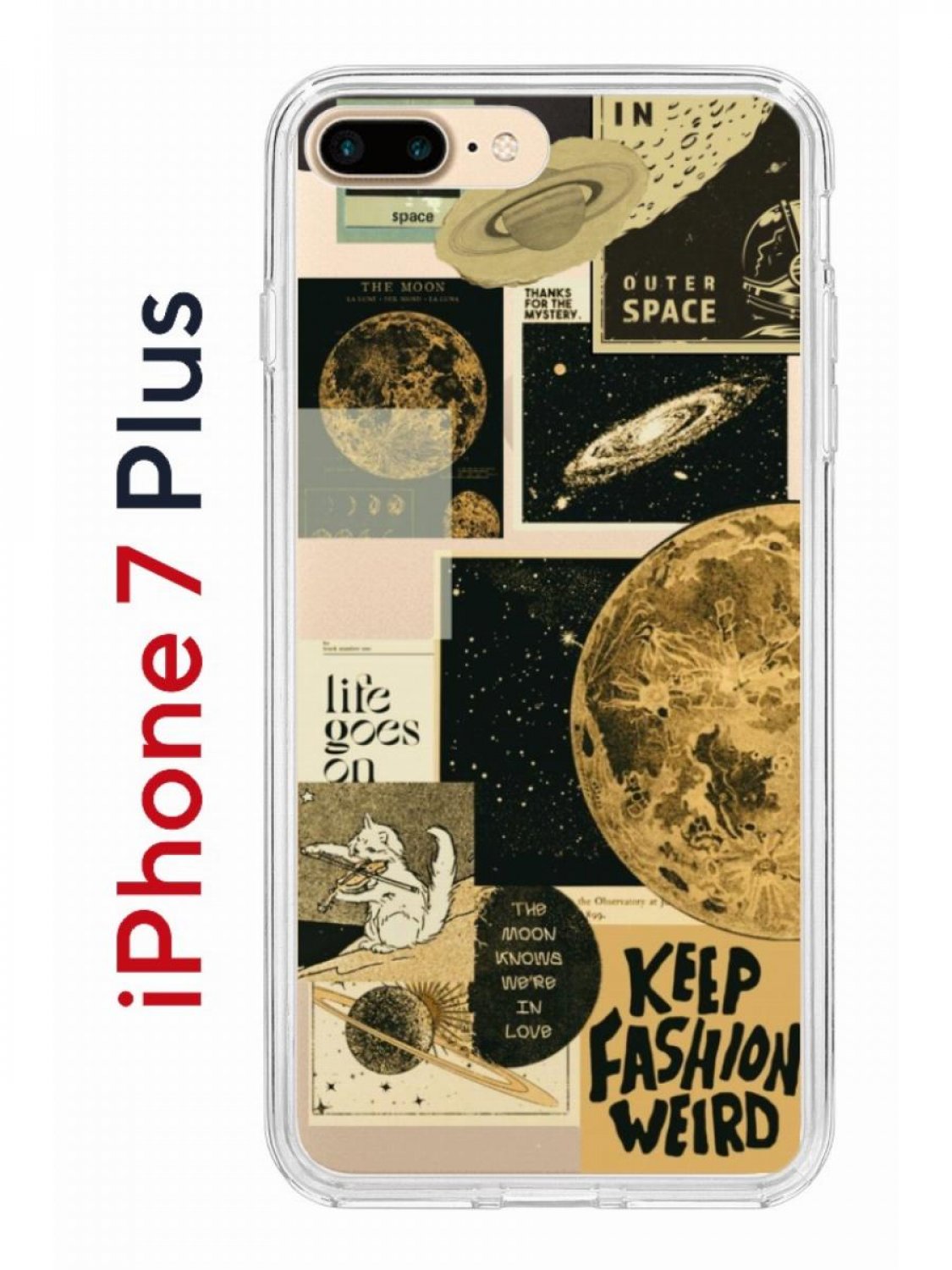 Чехол на iPhone 7 Plus/8 Plus Kruche Print Стикеры Космос, бампер с защитой  камеры, купить в Москве, цены в интернет-магазинах на Мегамаркет