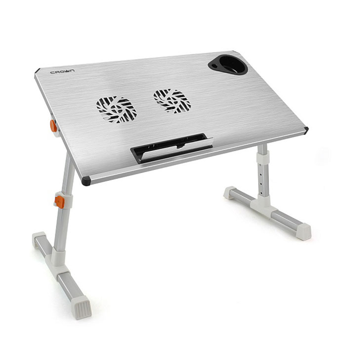 Стол-подставка для ноутбука Crown CMLS-101 до 21"", с вентилятором, серебристая