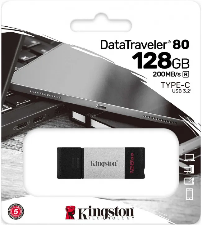 Флешка Kingston DataTraveler 80 128Gb DT80/128GB, купить в Москве, цены в интернет-магазинах на Мегамаркет