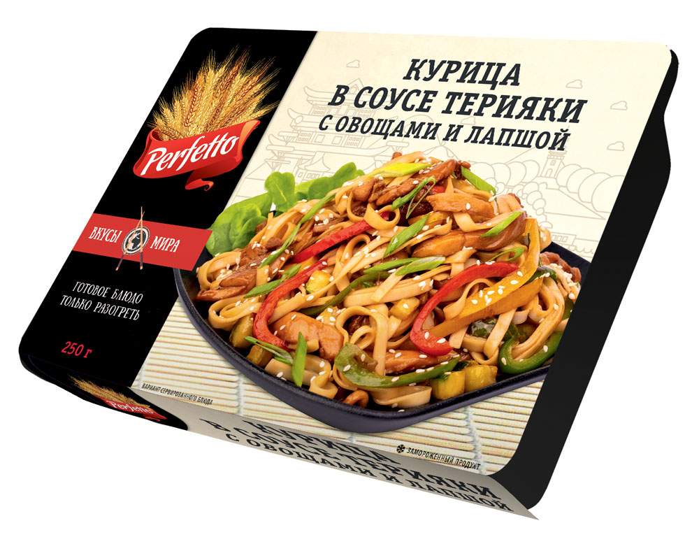 Курица Perfetto в соусе терияки с овощами и лапшой 250 г