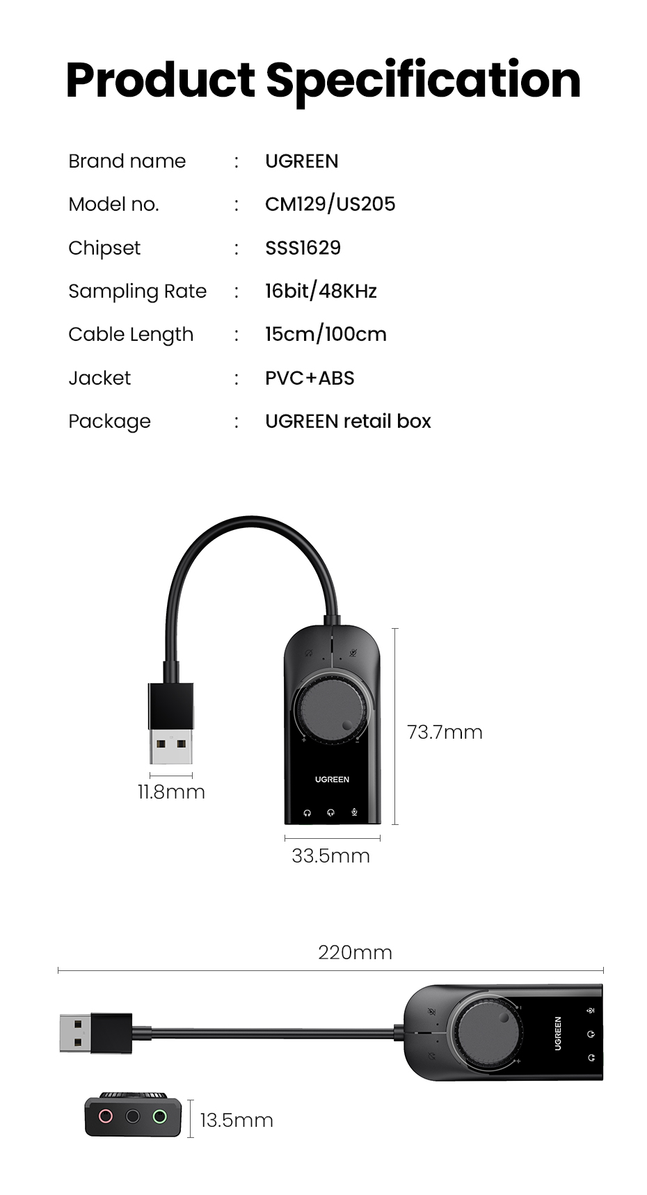 Звуковая карта ugreen cm129