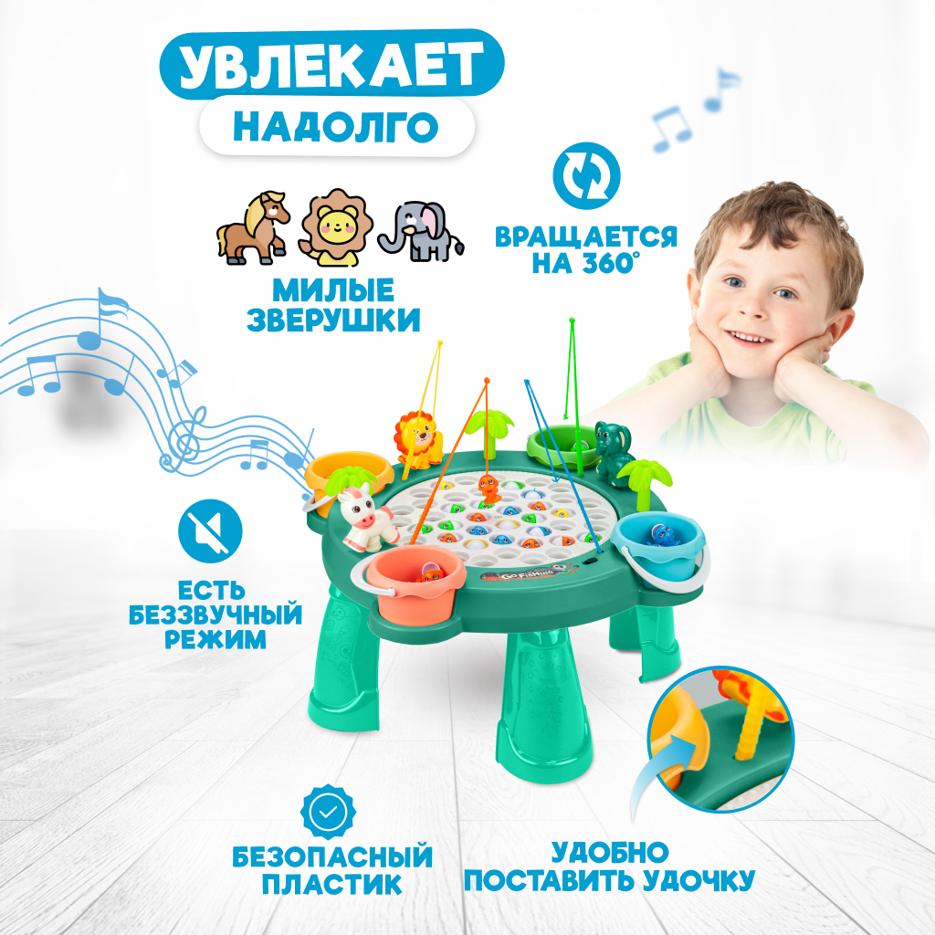 Купить интерактивная развивающая детская настольная игра Solmax&Kids рыбалка  с музыкой HW99307, цены на Мегамаркет