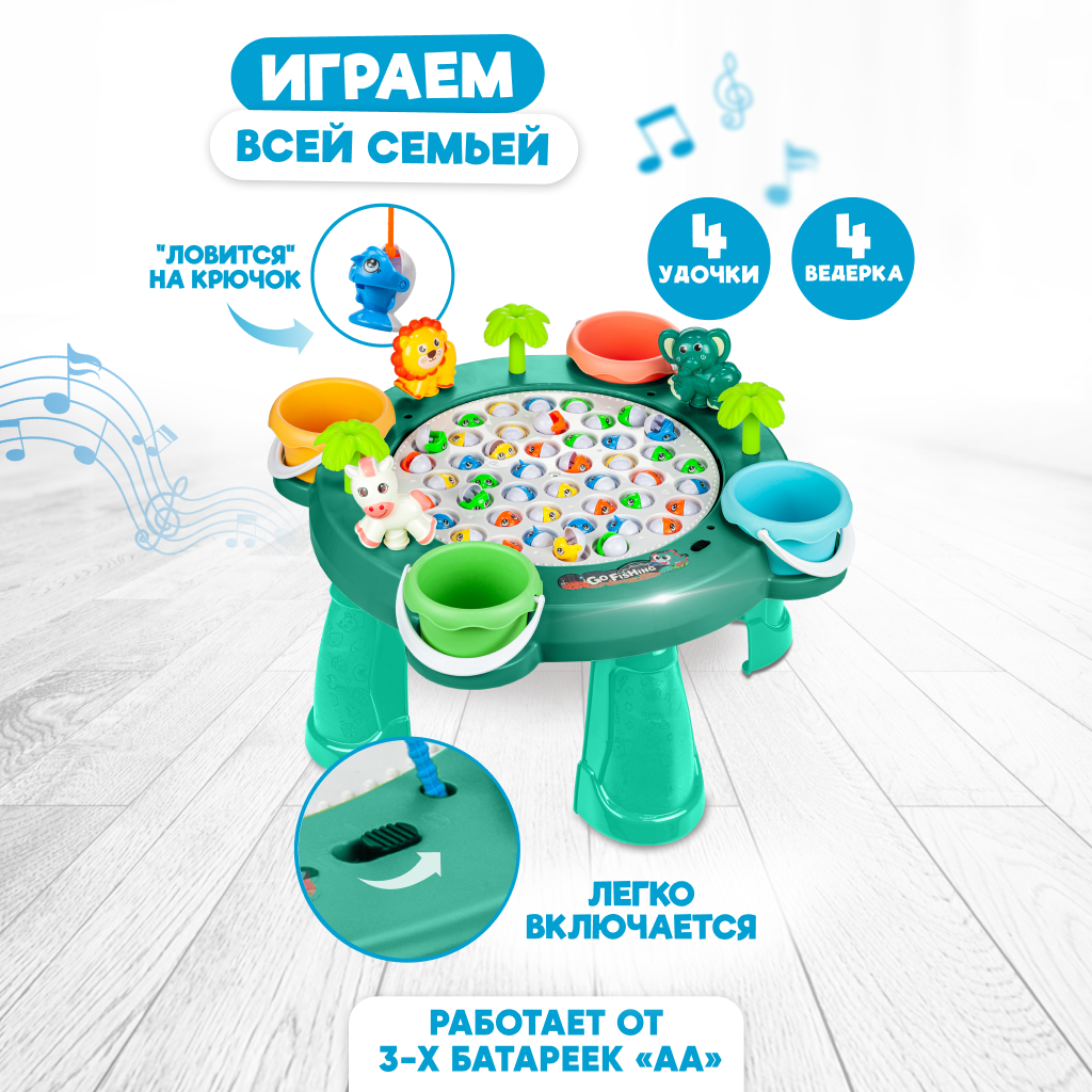 Купить интерактивная развивающая детская настольная игра Solmax&Kids рыбалка  с музыкой HW99307, цены на Мегамаркет