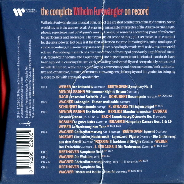 Wilhelm Furtwangler / The Complete Wilhelm Furtwangler On Record (55CD ...