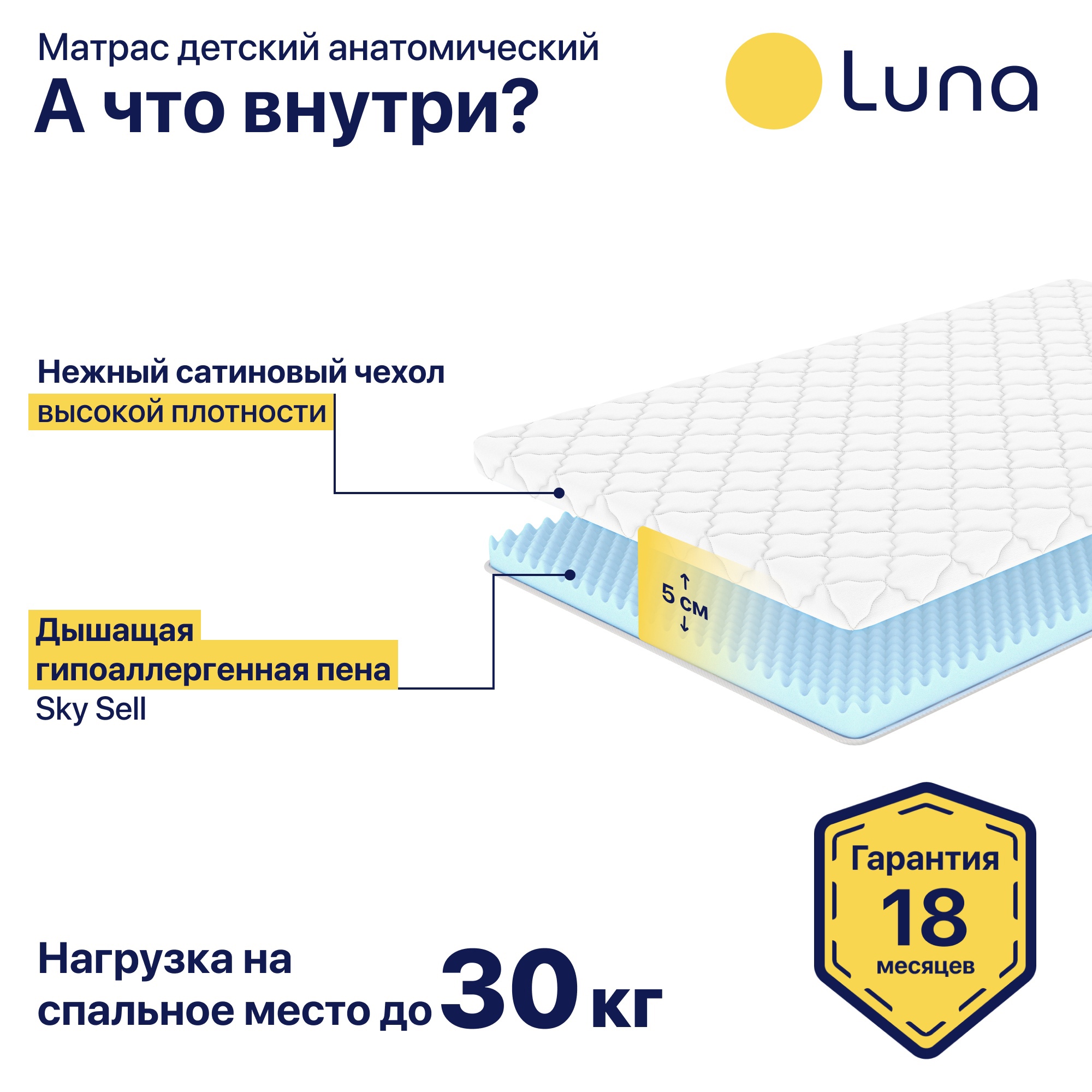 Матрас детский Luna Inc Baby 80x160 – купить в Москве, цены в  интернет-магазинах на Мегамаркет