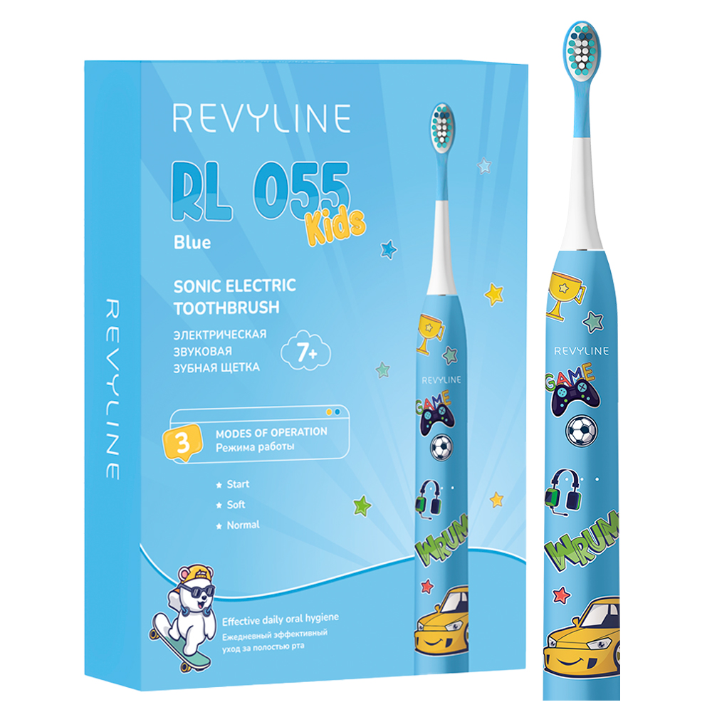 Купить детская зубная электрическая щетка Revyline RL 055 Kids голубая, цены на Мегамаркет | Артикул: 600020291835