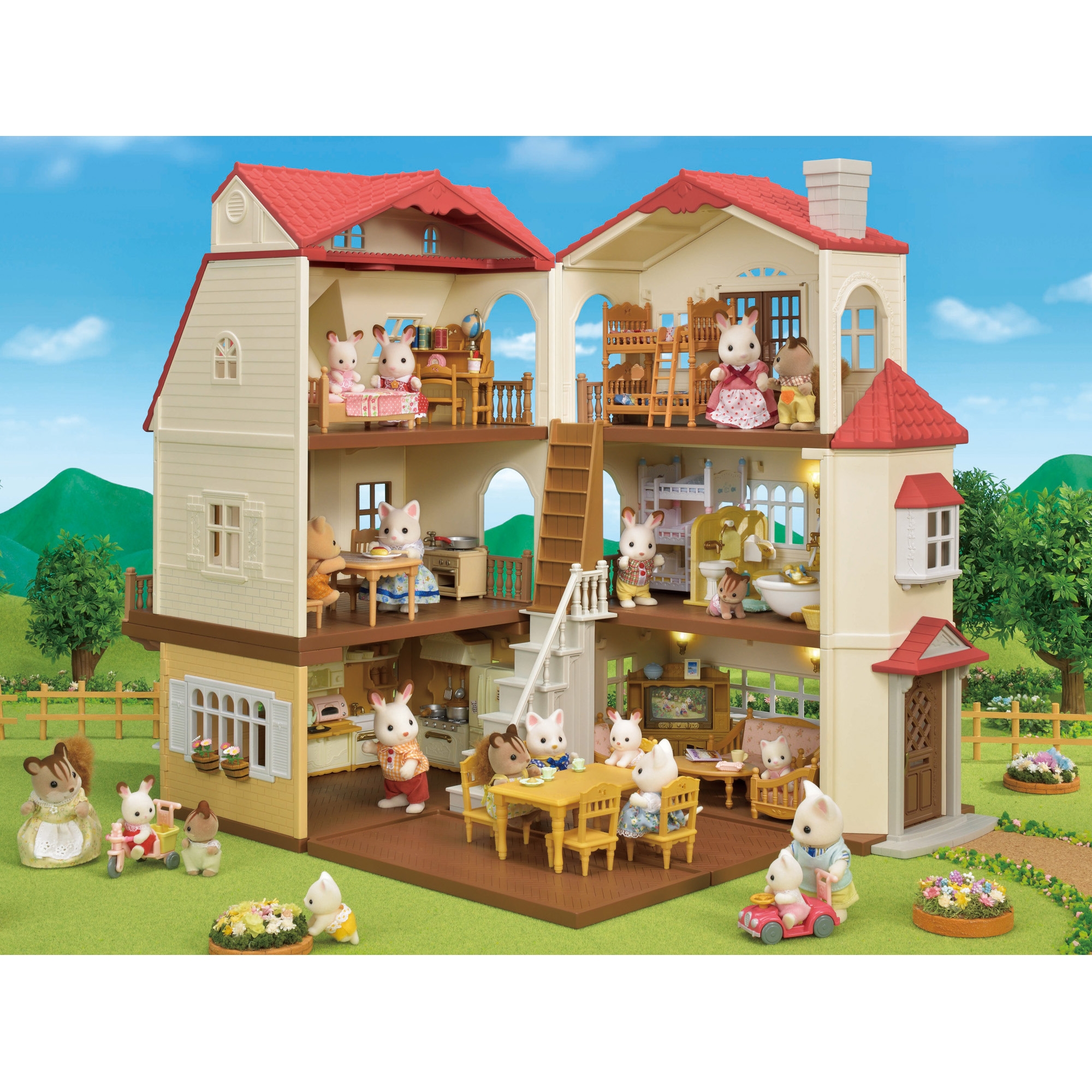 Купить игровой набор Sylvanian Families Большой дом со светом с Бельчатами  5385, цены на Мегамаркет