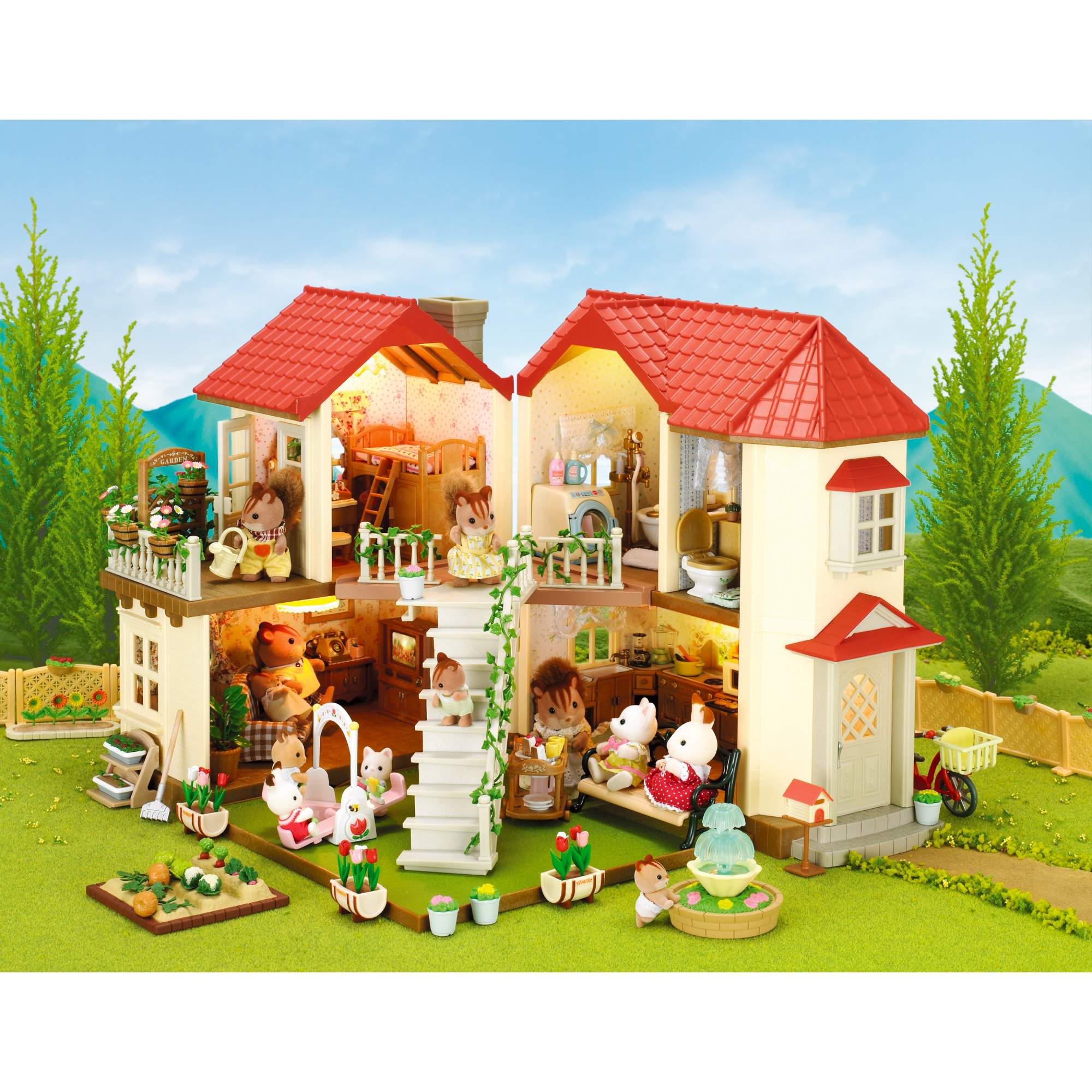 Купить игровой набор Sylvanian Families Большой дом со светом (подарочный  набор Е) 5058, цены на Мегамаркет