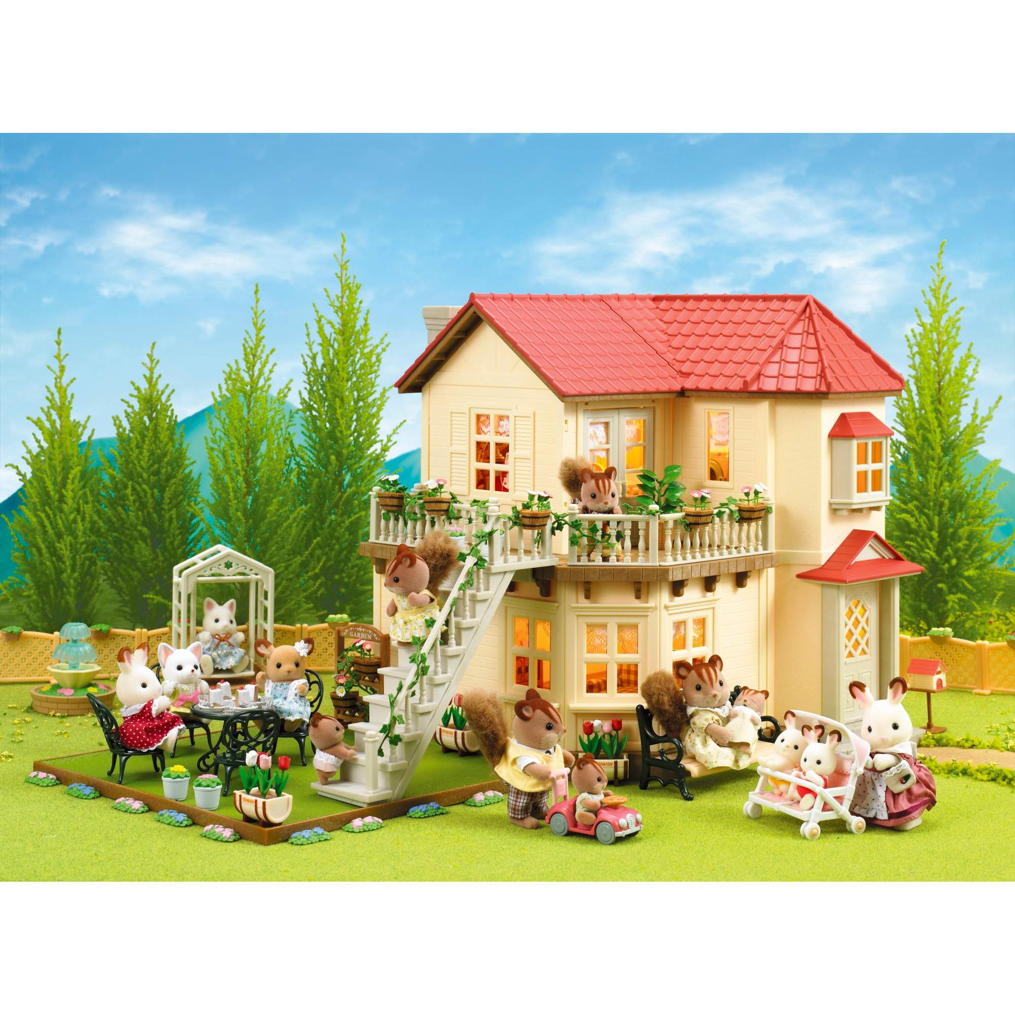 Купить игровой набор Sylvanian Families Большой дом со светом (подарочный  набор Е) 2748, цены на Мегамаркет