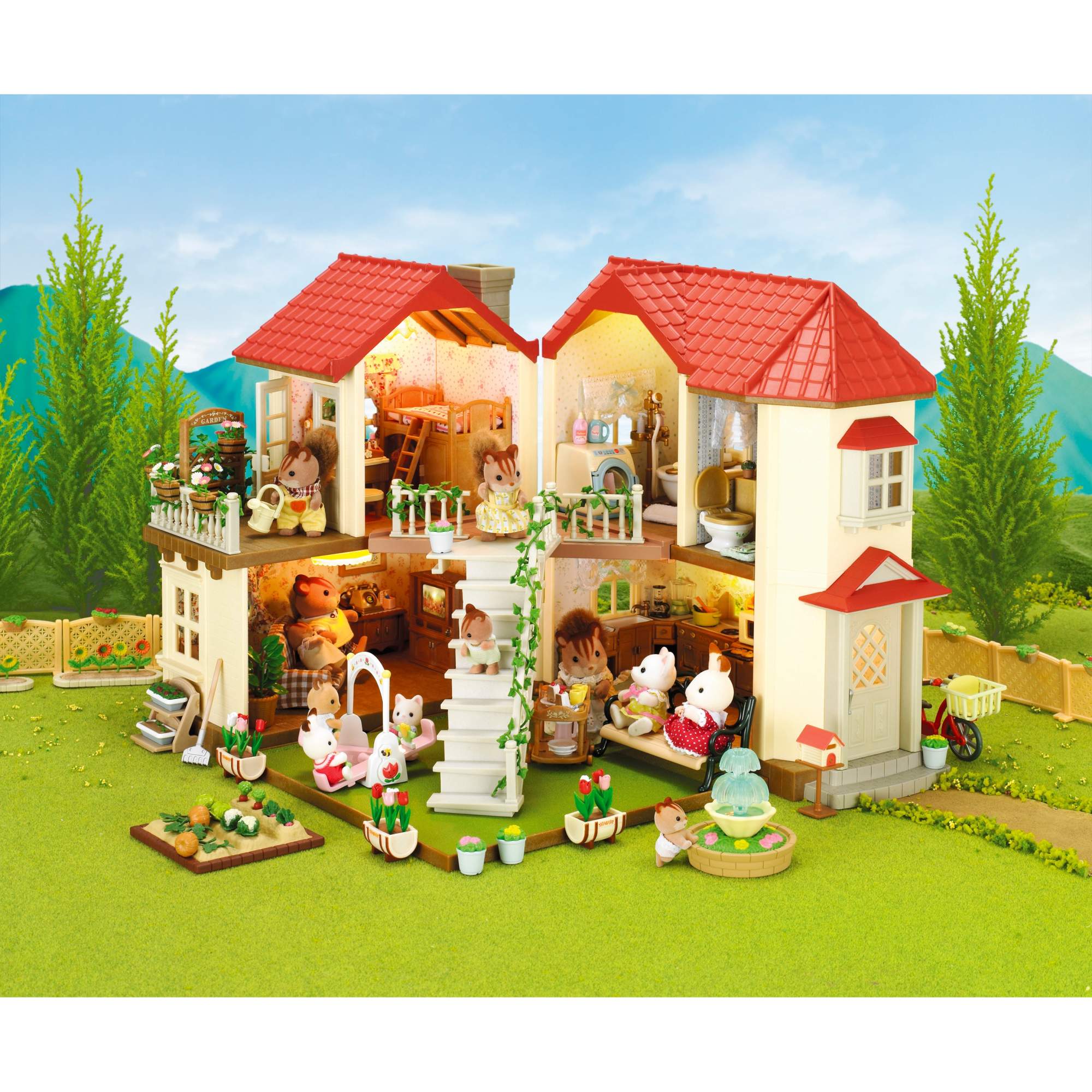 Купить игровой набор Sylvanian Families Большой дом со светом (подарочный  набор Е) 2748, цены на Мегамаркет