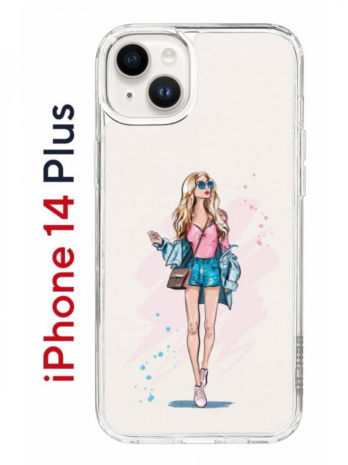 Чехол на iPhone 14 Plus с принтом Kruche Print Fashion Girl, бампер с  защитой камеры, купить в Москве, цены в интернет-магазинах на Мегамаркет