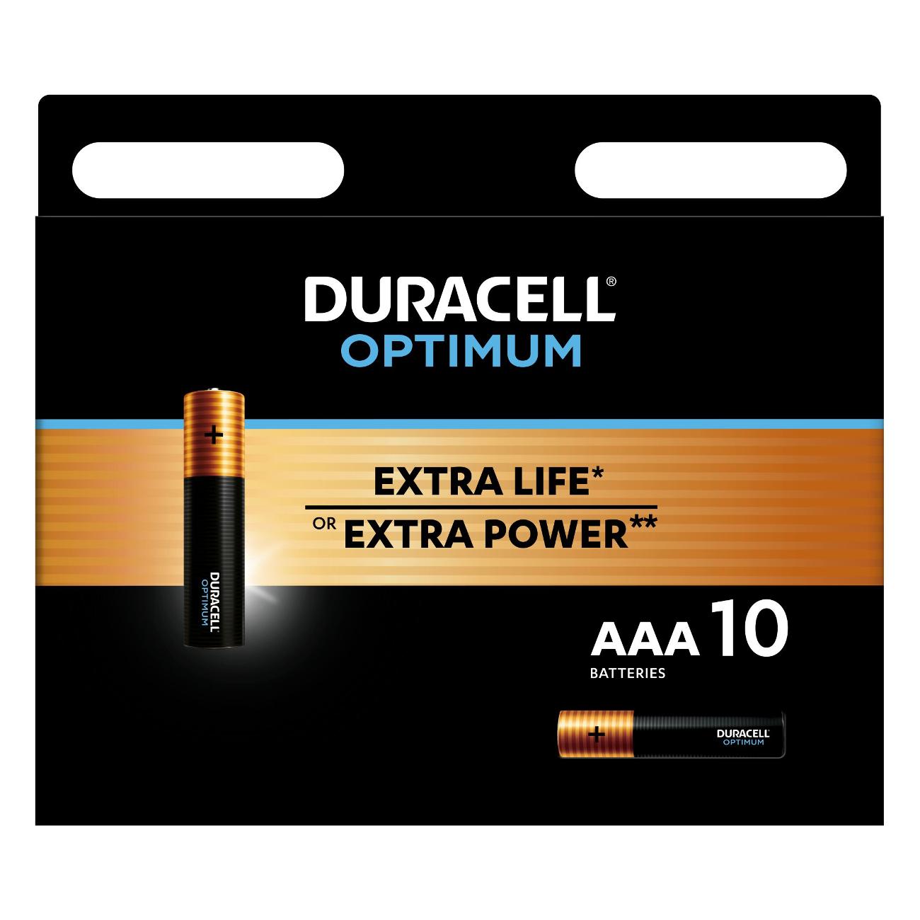 Батарейки Duracell Optimum ААА LR03-10BL, 10 шт (Б0056027) - купить в Москве, цены на Мегамаркет | 100062269576