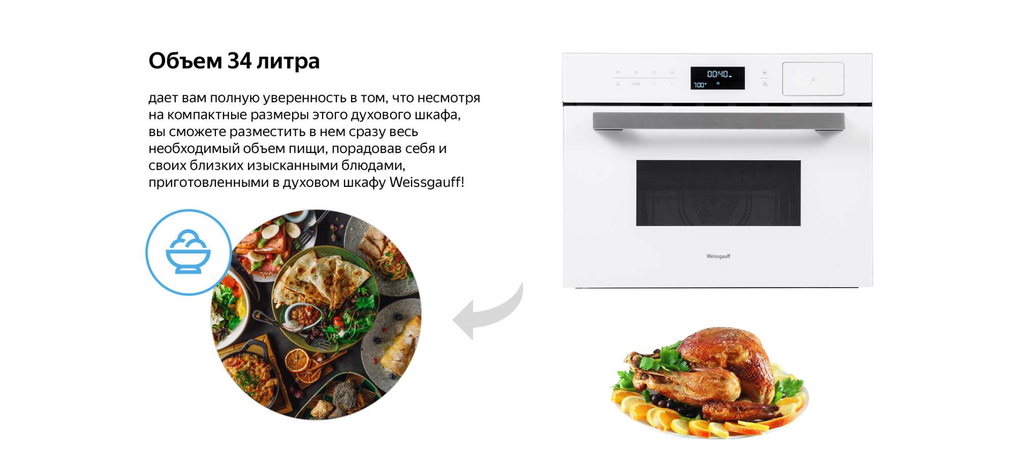 Встраиваемый электрический духовой шкаф Weissgauff OEMS 459 PDW White -  отзывы покупателей на маркетплейсе Мегамаркет | Артикул: 100028026058