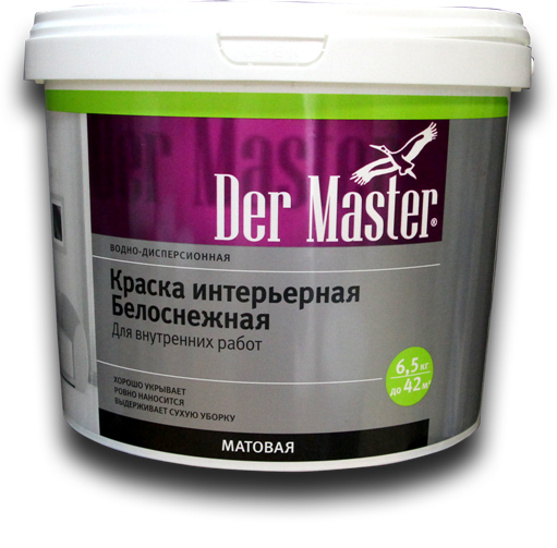 Краска интерьерная белоснежная Der Master 6,5 кг - купить в Палитра ЮГ, цена на Мегамаркет