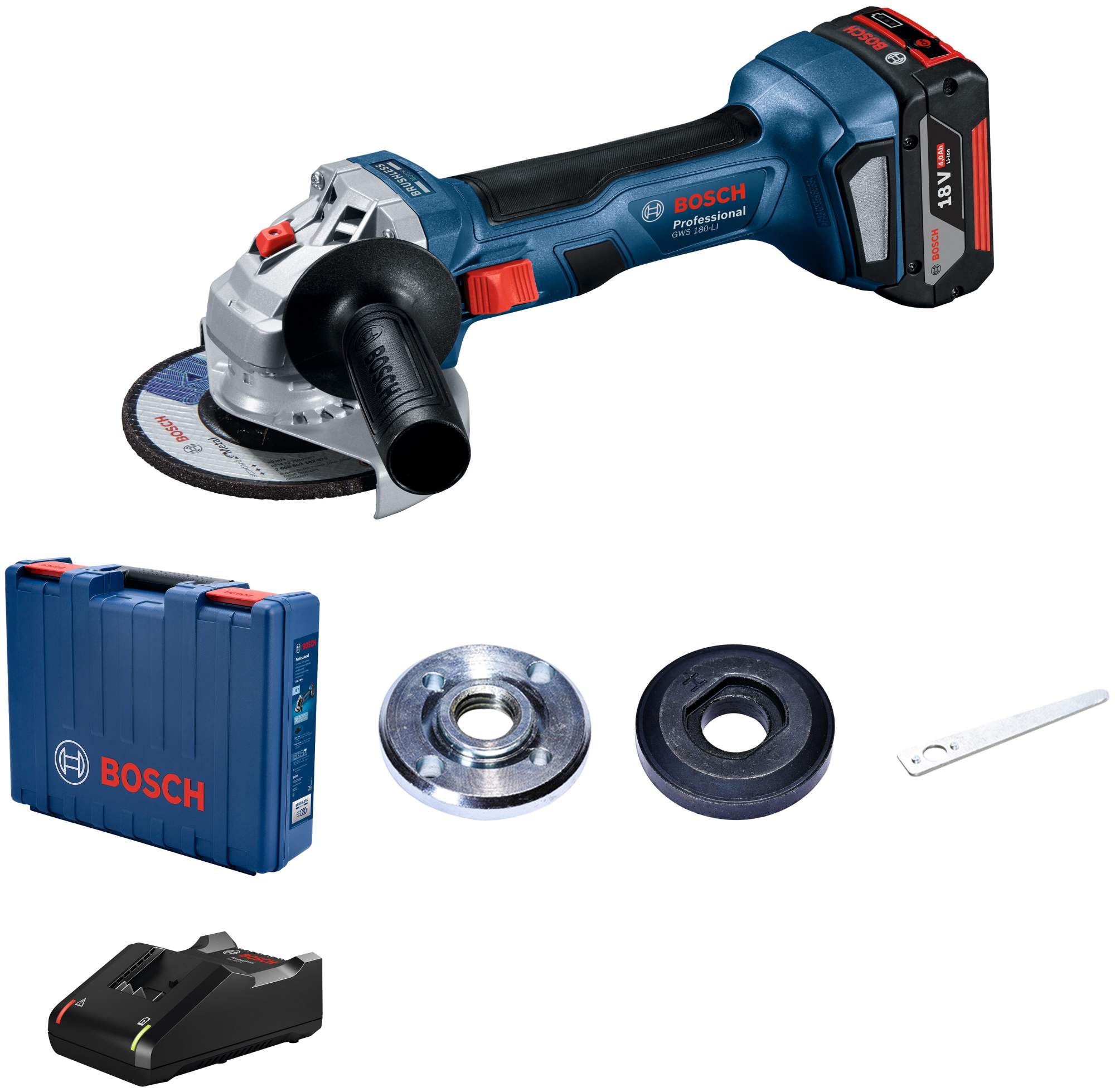 Углошлифовальная машина Bosch GWS 180-LI 11000об/мин рез.шпин.:M14 d=125мм  купить, цены в Москве на Мегамаркет