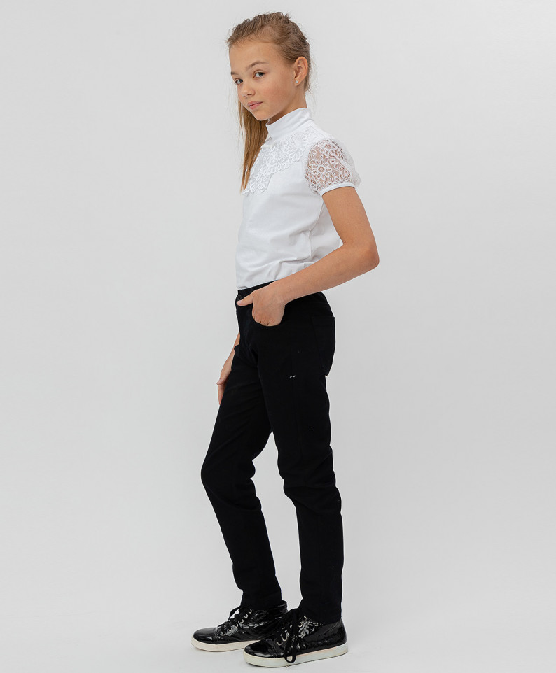 Черные твиловые брюки Button Blue для девочек 146