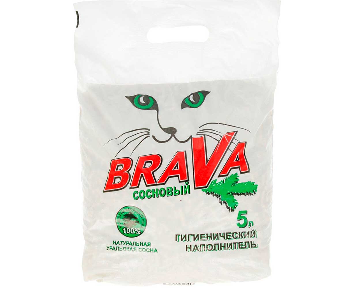 Впитывающий наполнитель Brava древесный, 5 л