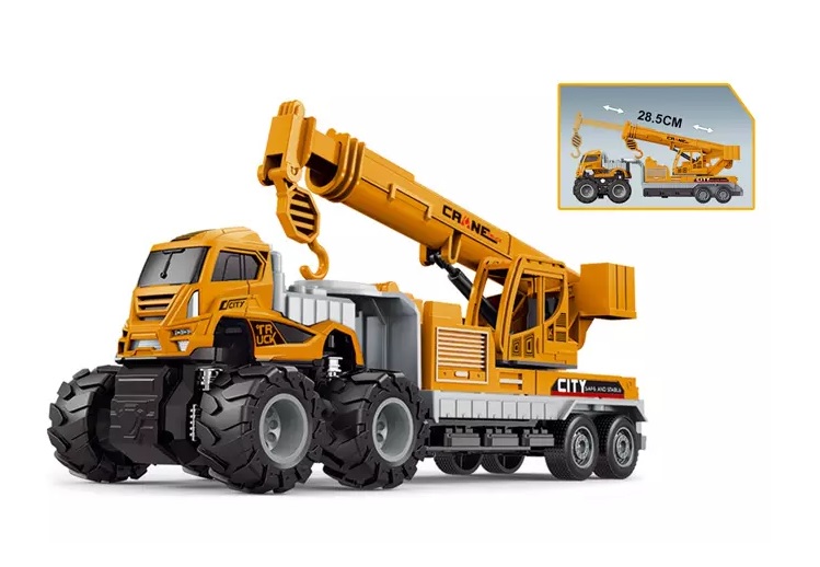 Тягач металлический MSN Toys с автокраном, инерц., 28 см, поворотная