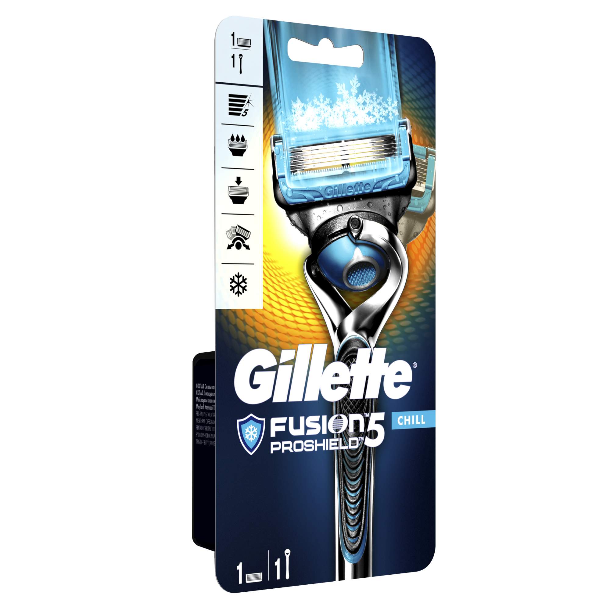 Мужская бритва Gillette Fusion5 ProShield Chill Бритва с 1 сменной кассетой  - отзывы покупателей на Мегамаркет | многоразовые станки