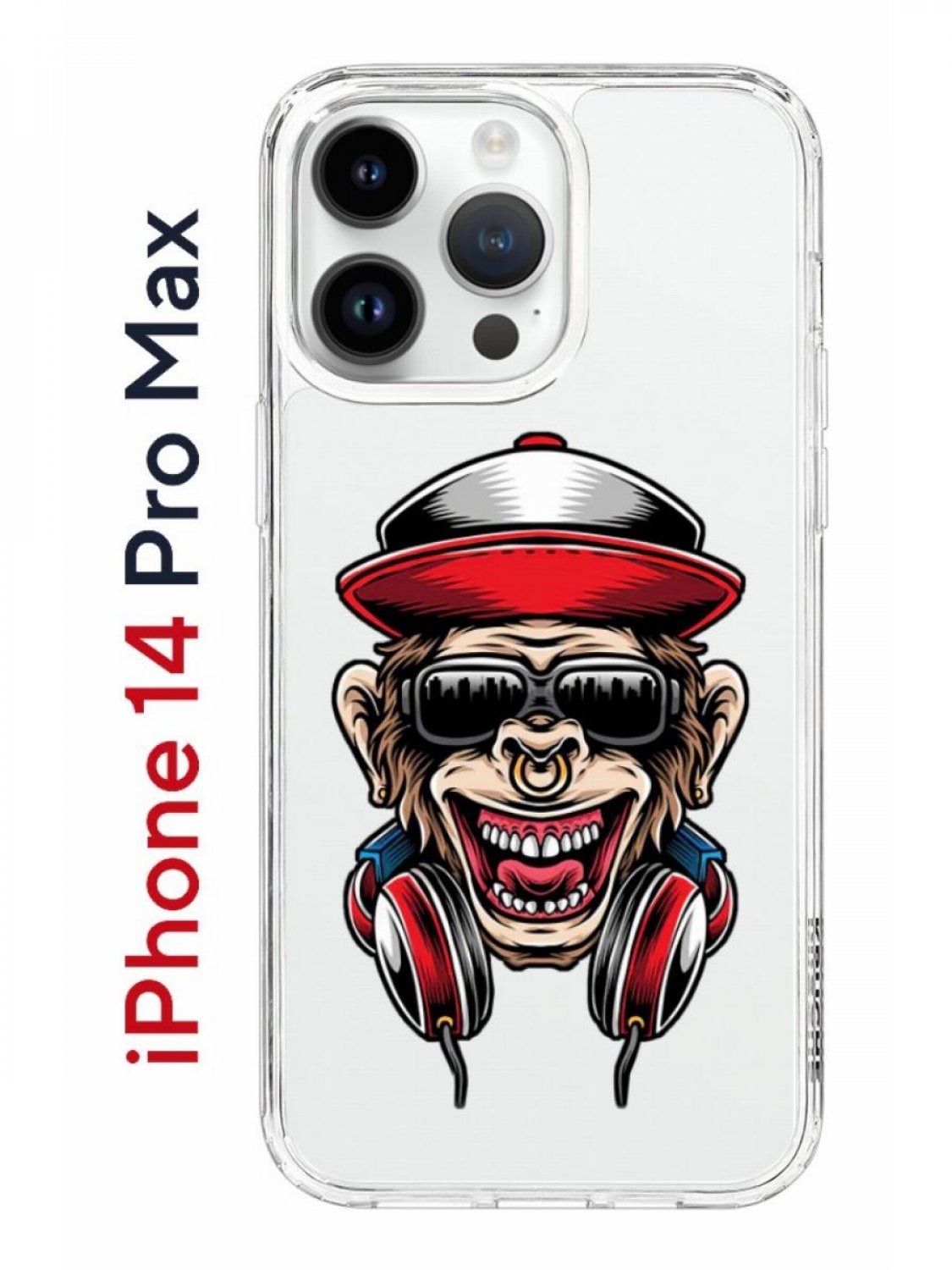 Чехол на iPhone 14 Pro Max Kruche Print Обезьяна с наушниками, бампер с  защитой камеры, купить в Москве, цены в интернет-магазинах на Мегамаркет