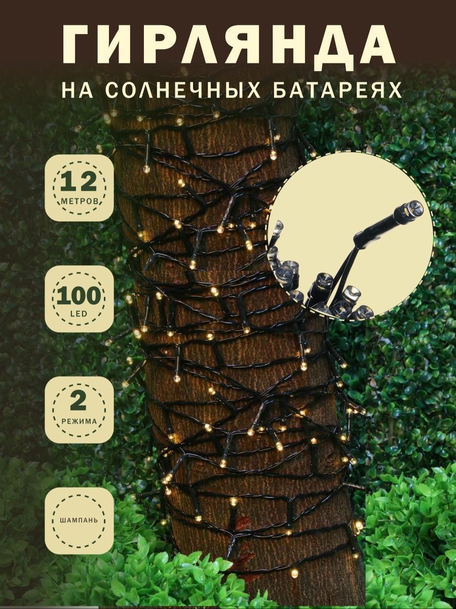 Садовая гирлянда на солнечной батарее Inbloom вьюн 185-039 12 м - купить в Гала-Центр Екатеринбург, цена на Мегамаркет