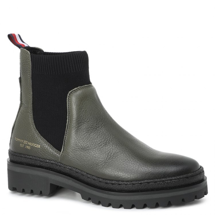 Женские ботинки Челси TOMMY HILFIGER TH OUTDOOR KNIT FLAT BOOT цв. темно-зеленый 40 EU