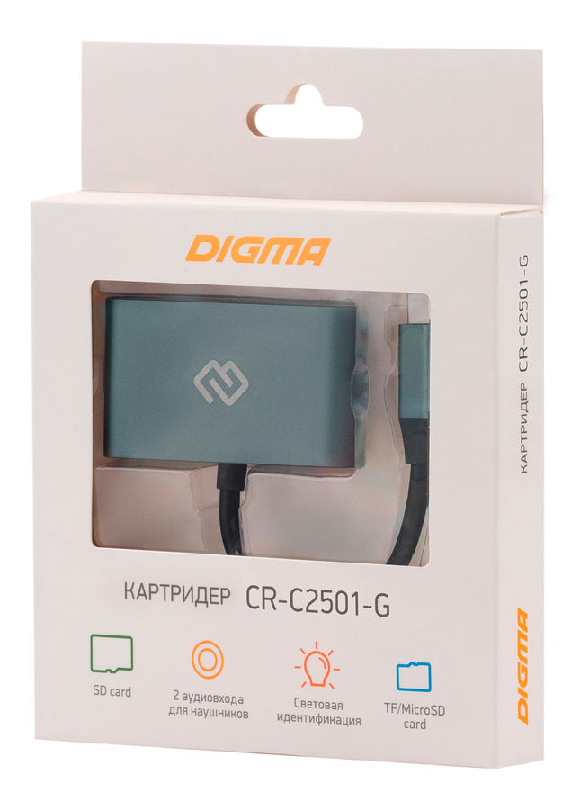 Устройство для чтения карт памяти DIGMA CR-С2501-G, Grey
