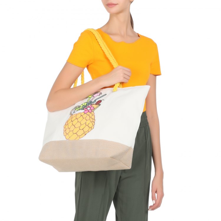 Пляжная сумка женская Les Tropeziennes RIX 01 белая/желтая