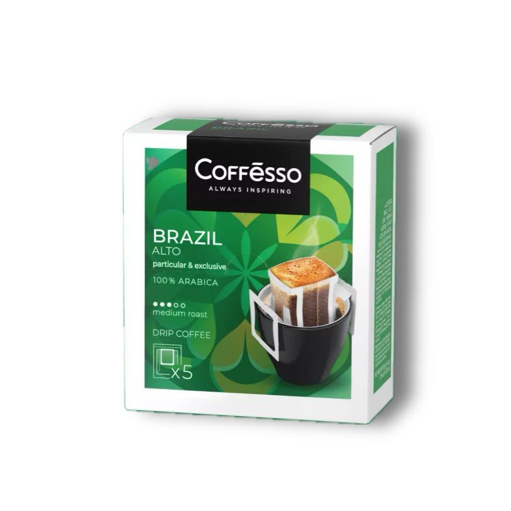 Кофе Coffesso Brazil Alto в дрип-пакете, 5x10 г - купить в Мегамаркет Воронеж, цена на Мегамаркет