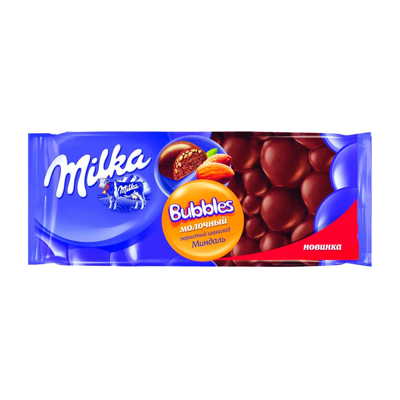 Шоколад Milka молочный пористый с миндалем 83 г