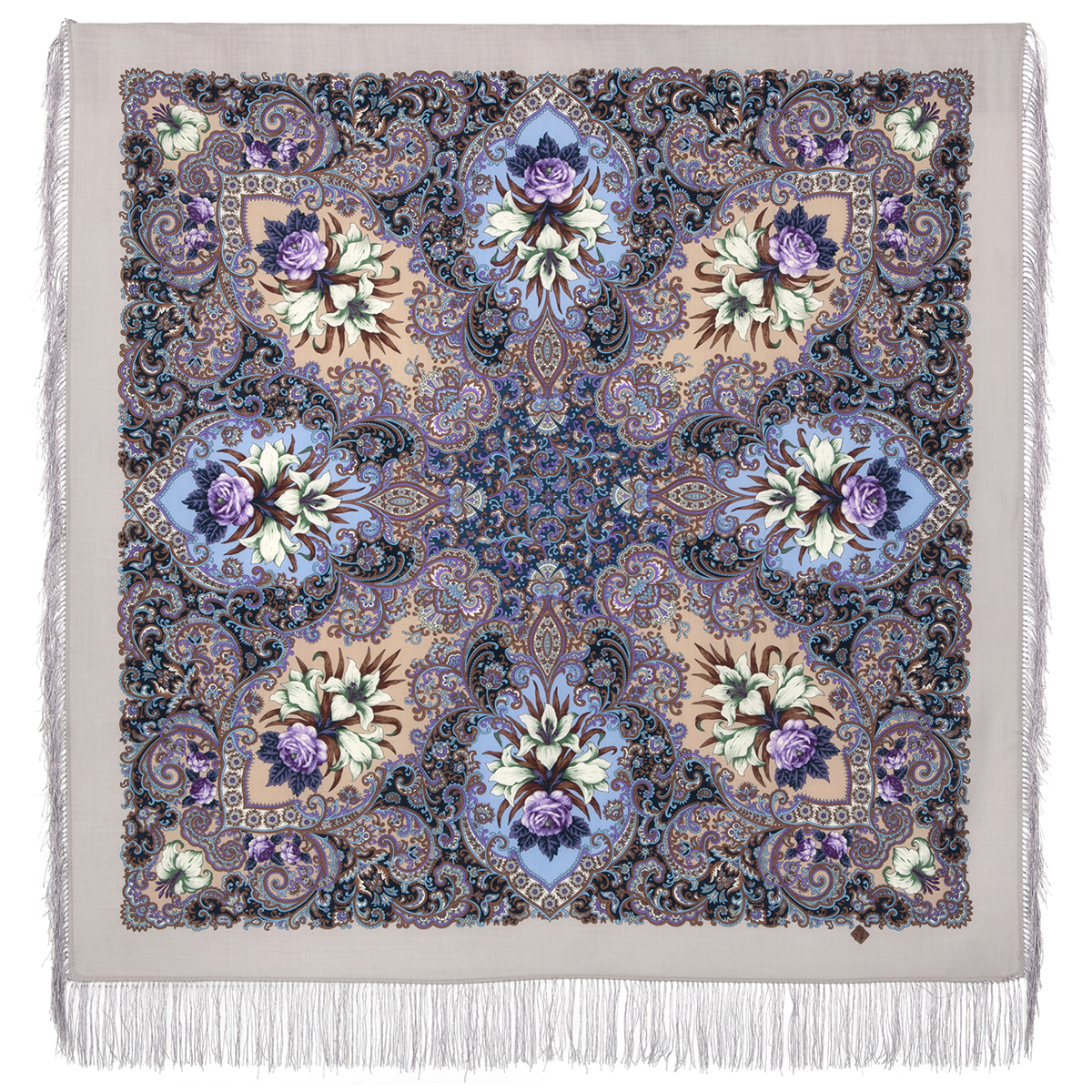 Платок женский Павловопосадский платок 186 , 125х125 см купить, цены в интернет-магазинах на Мегамаркет