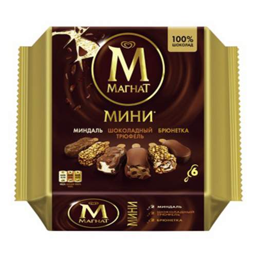 Мороженое Магнат Мини шоколадный трюфель-миндаль-брюнетка БЗМЖ 294 г