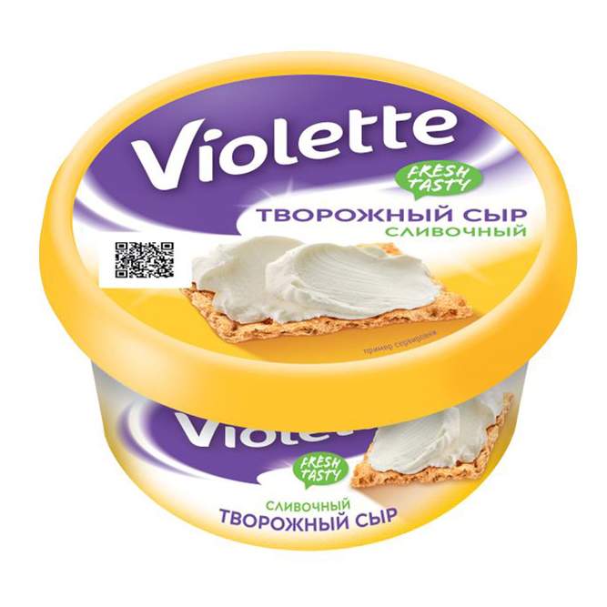 Сыр творожный Violette Ассорти сливочный-с зеленью-с креветками 70% 420 г