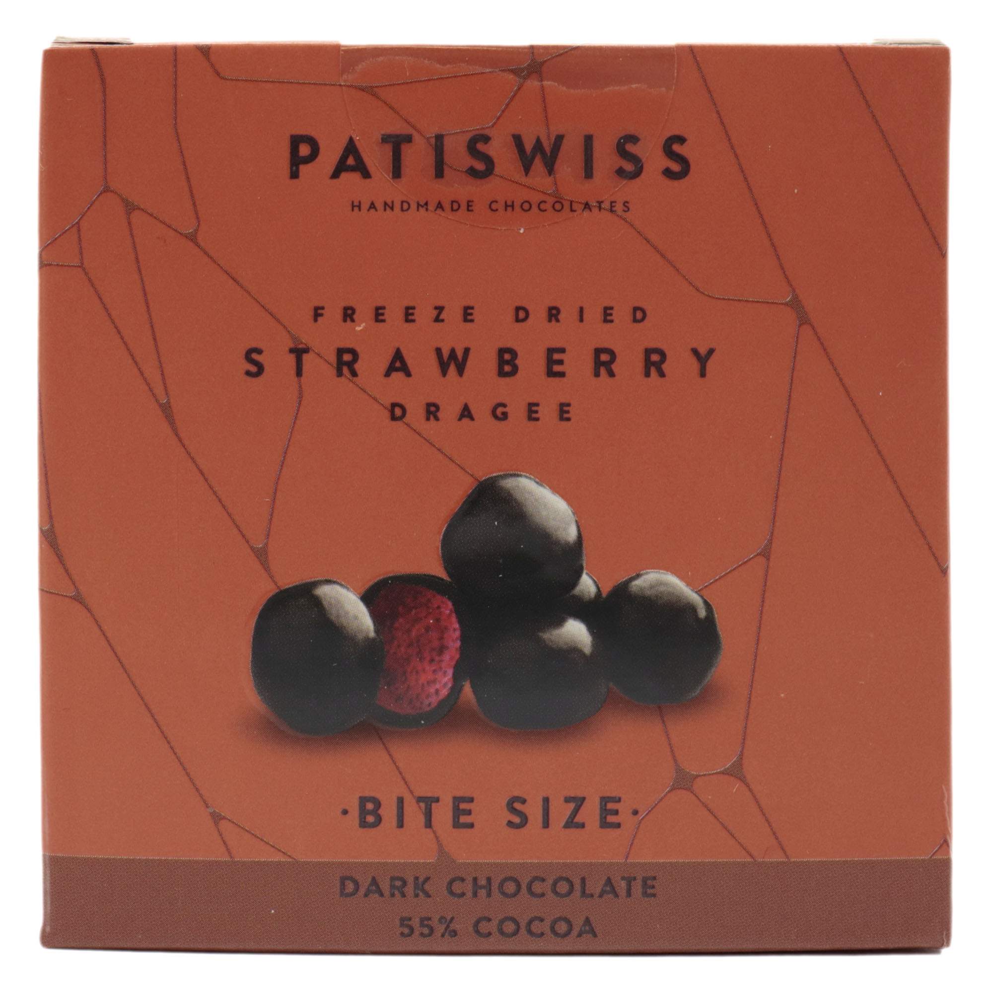 Драже Patiswiss кусочки клубники-темный шоколад 55% 100 г