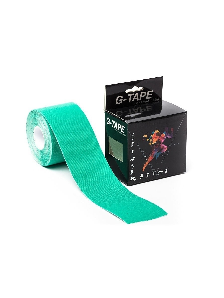 G tape. Кинезиологический тейп. Kinesio Tape зелёный. Цветные тейпы. Неэластичный тейп.