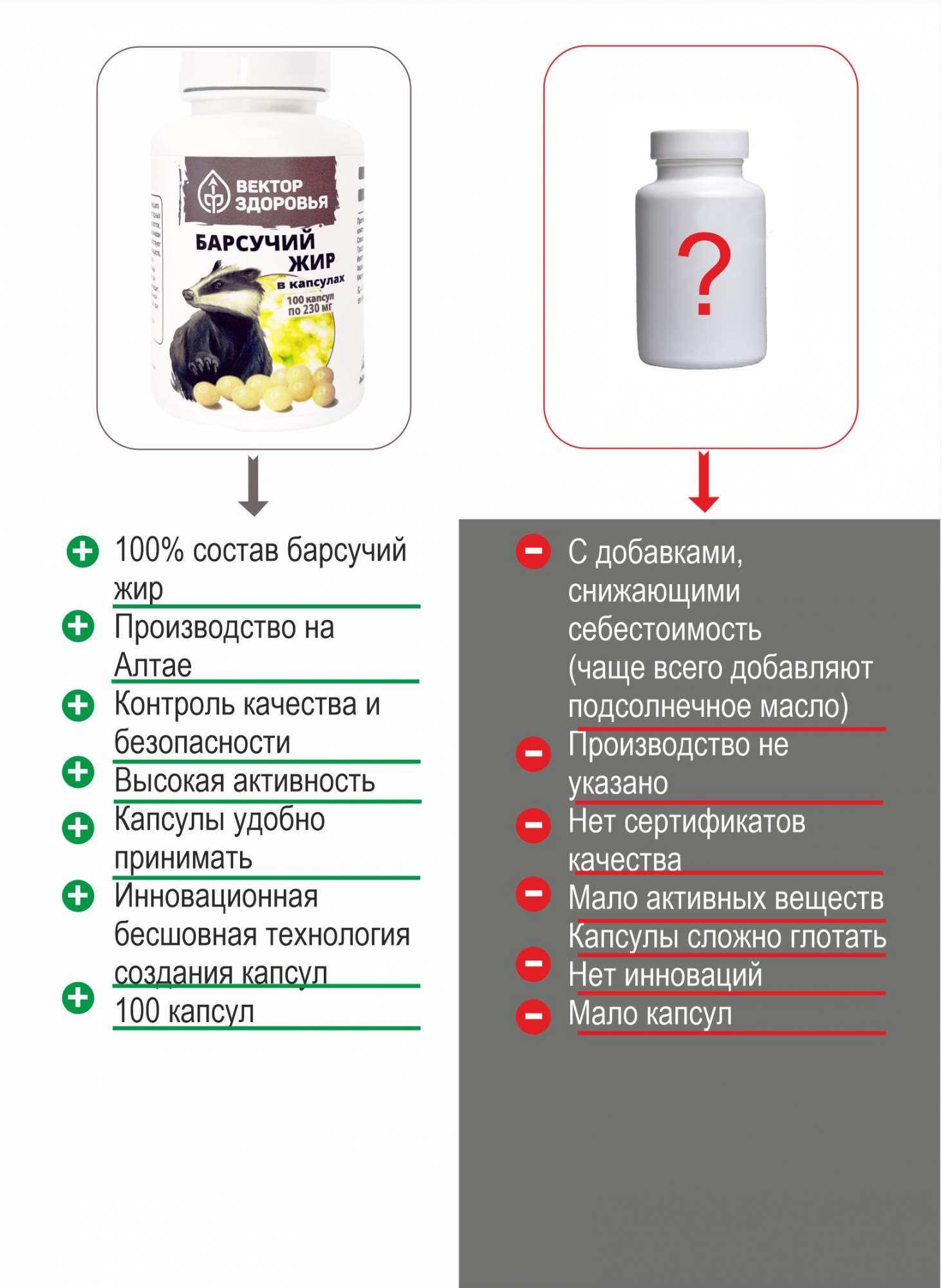 Барсучий жир Вектор здоровья капсулы 230 мг 100 шт. – купить в Москве, цены  в интернет-магазинах на Мегамаркет