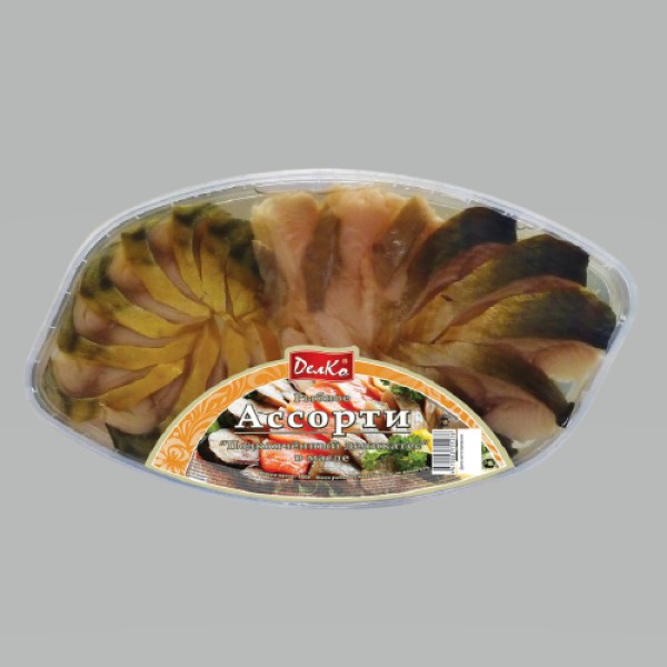 Ассорти рыбное ТМ ДелКо Подкопченный деликатес, в масле, 180 г