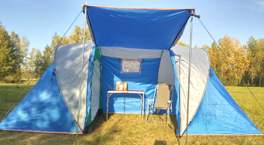 Палатка туристическая 4 х местная фото
