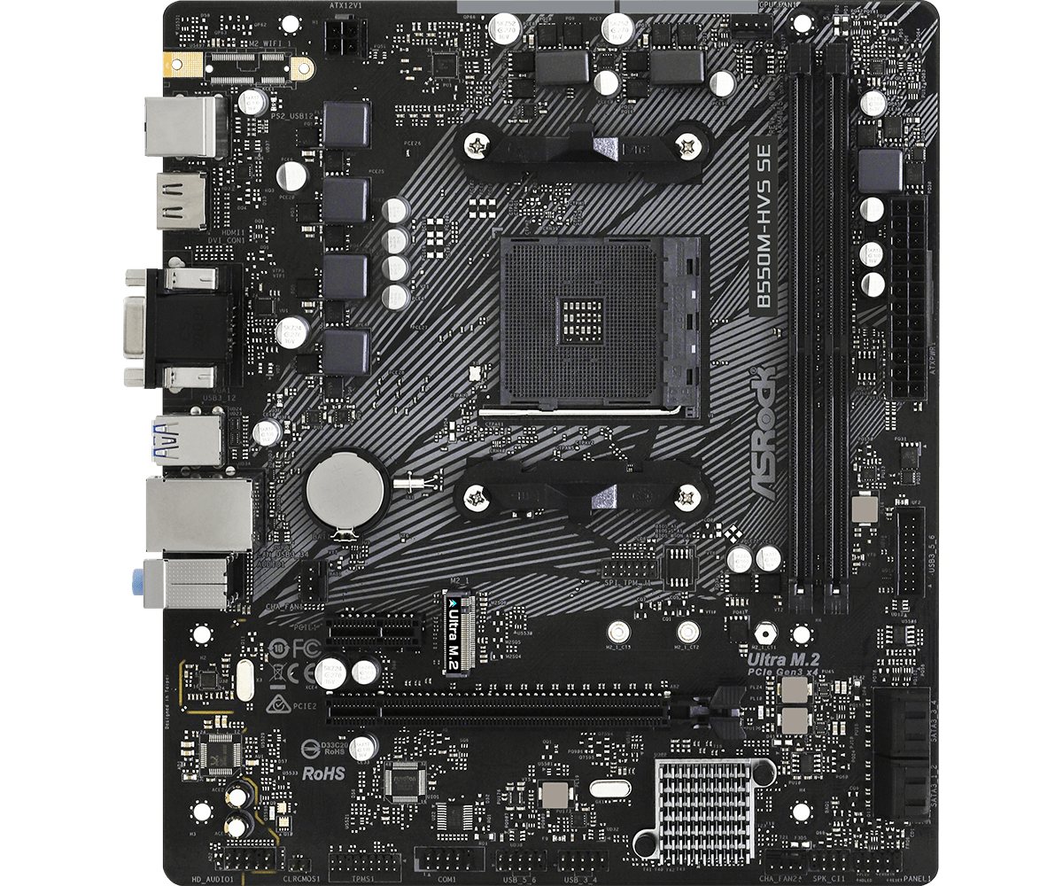 Материнская плата ASRock B550M-HVS SE, купить в Москве, цены в интернет-магазинах на Мегамаркет