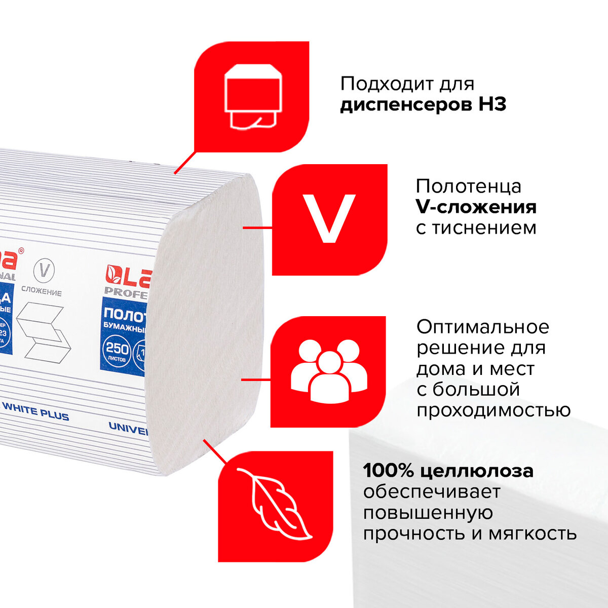 Полотенца 250 шт., LAIMA (Система H3), UNIVERSAL WHITE PLUS 1-слойные, 15  пачек, 23х23 купить в интернет-магазине, цены на Мегамаркет