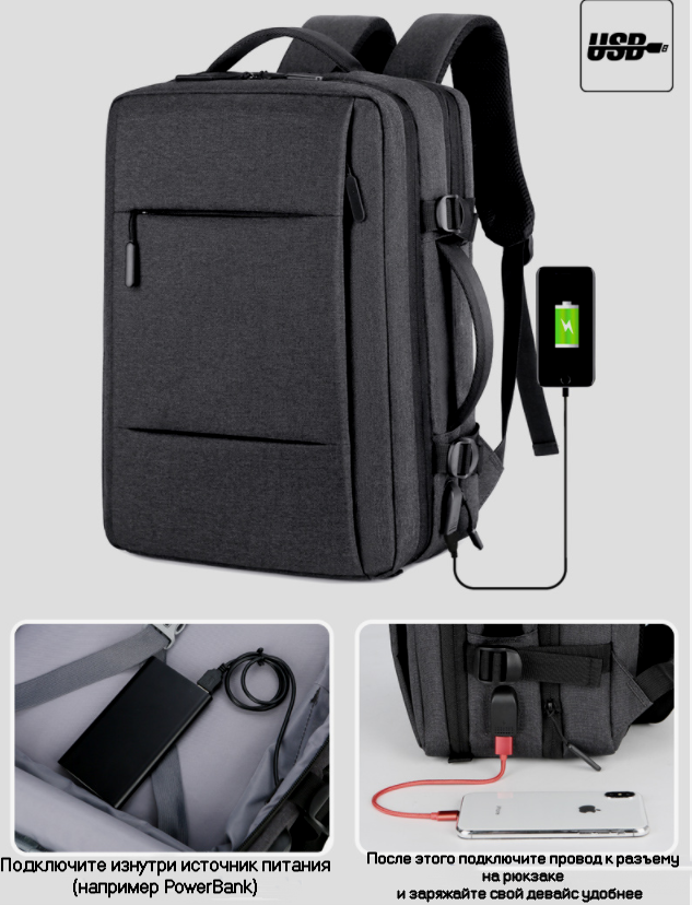 Рюкзак для ноутбука MyPads M-1117 с USB  15"/ 15.4" синий