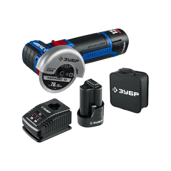 Бесщеточная УШМ ЗУБР, AB-76-22 2 АКБ (2 Ач), в сумке купить в интернет ...