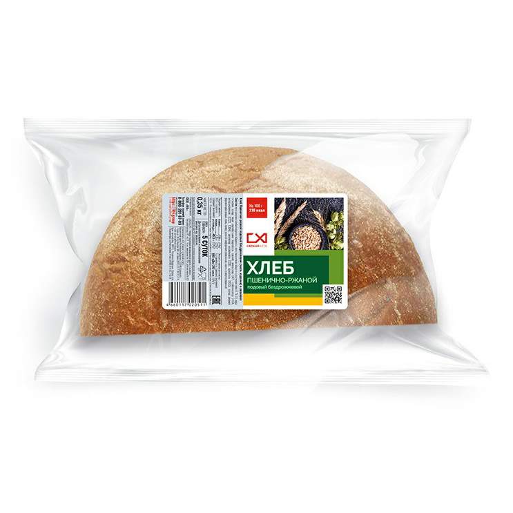 Хлеб Свежий хлеб пшенично-ржаной подовый бездрожжевой 350 г
