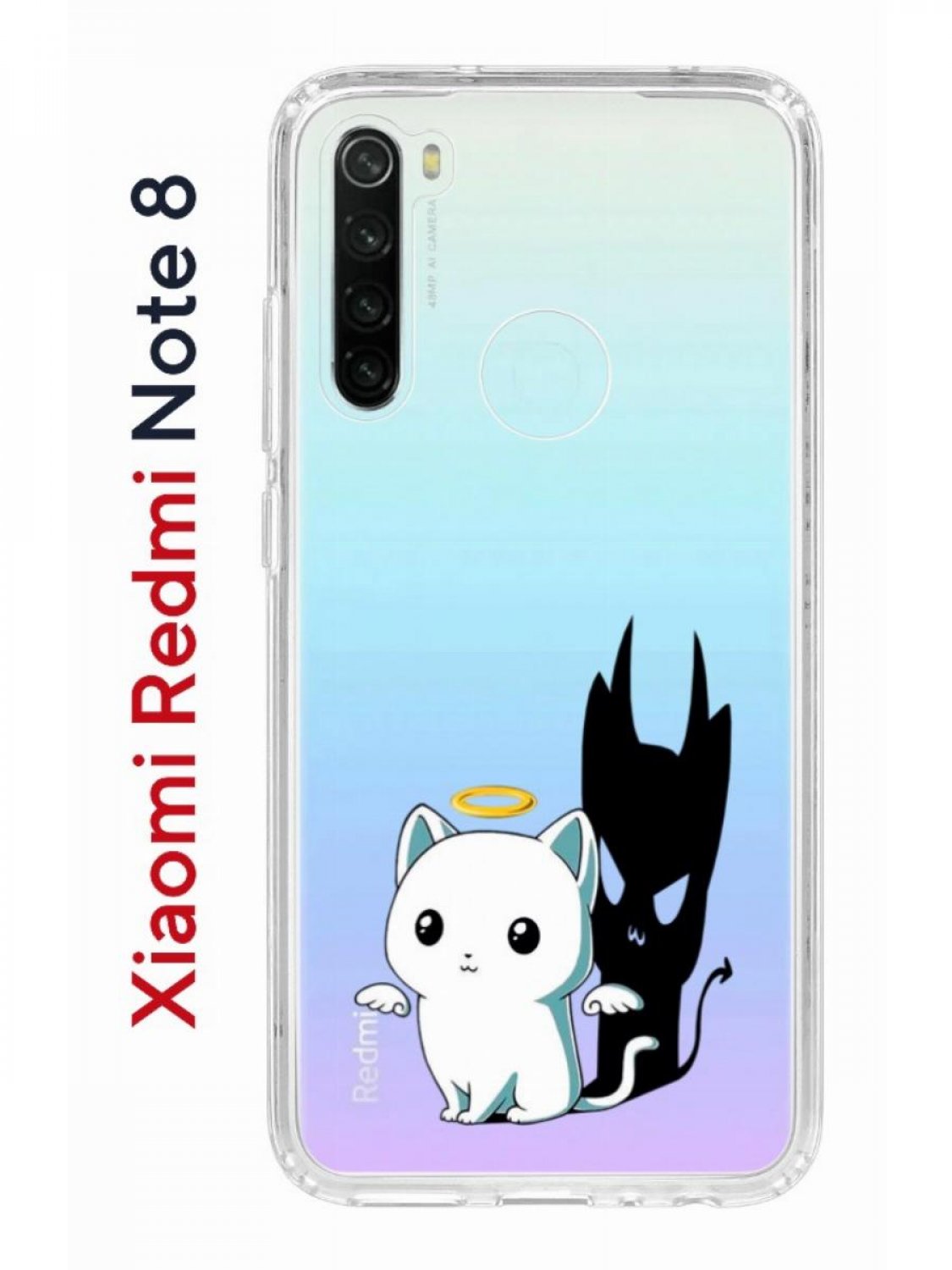 Чехол на Redmi Note 8 Kruche Print Angel Demon,противоударный бампер,с  защитой камеры, купить в Москве, цены в интернет-магазинах на Мегамаркет