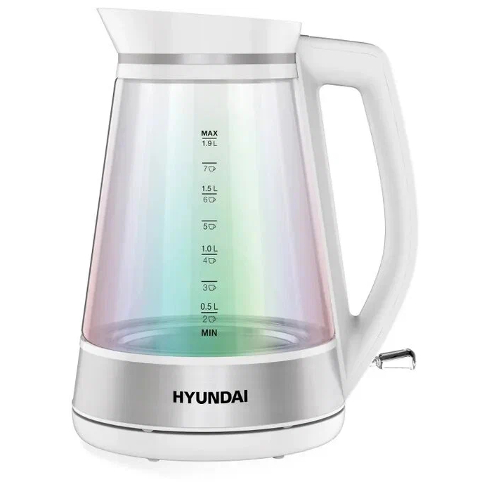 Чайник электрический HYUNDAI HYK-G3037 1.9 л белый - купить в Мегамаркет Москва Пушкино, цена на Мегамаркет