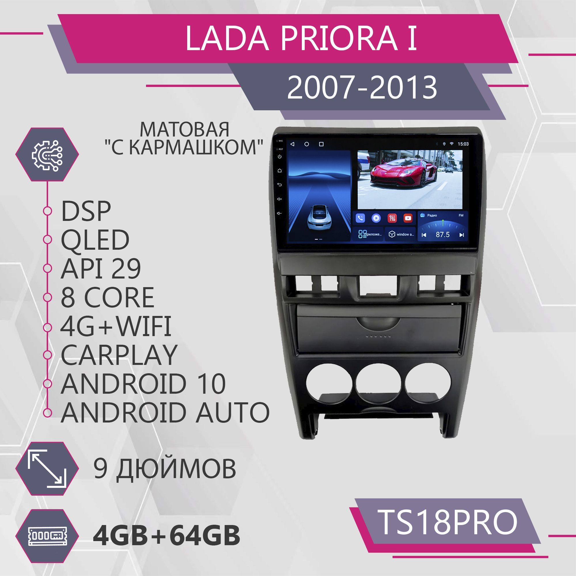 Магнитола Точка Звука TS18Pro Lada Priora I / Лада Приора 4+64GB 2din  Android – купить в Москве, цены в интернет-магазинах на Мегамаркет