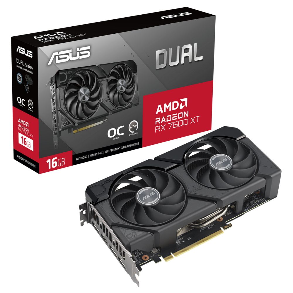 Видеокарта ASUS DUAL-RX7600XT-O16G, купить в Москве, цены в интернет-магазинах на Мегамаркет