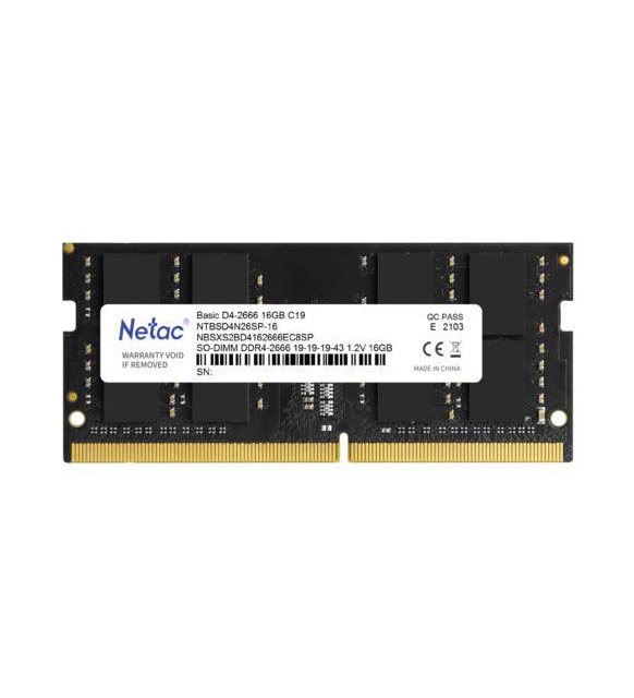 Оперативная память Netac 16Gb DDR4 2666MHz SO-DIMM (NTBSD4N26SP-16), купить в Москве, цены в интернет-магазинах на Мегамаркет